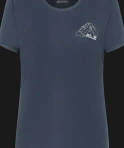 Jack Wolfskin Women's Peak Graphic T New Mountain Midnight Sky