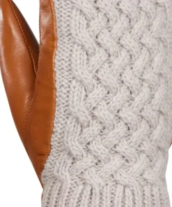Kombi Women's Ariana Leather and Knit Mittens Moonstone