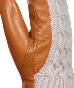 Kombi Women's Ariana Leather and Knit Mittens Moonstone