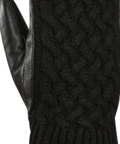 Kombi Women's Ariana Leather and Knit Mittens Black