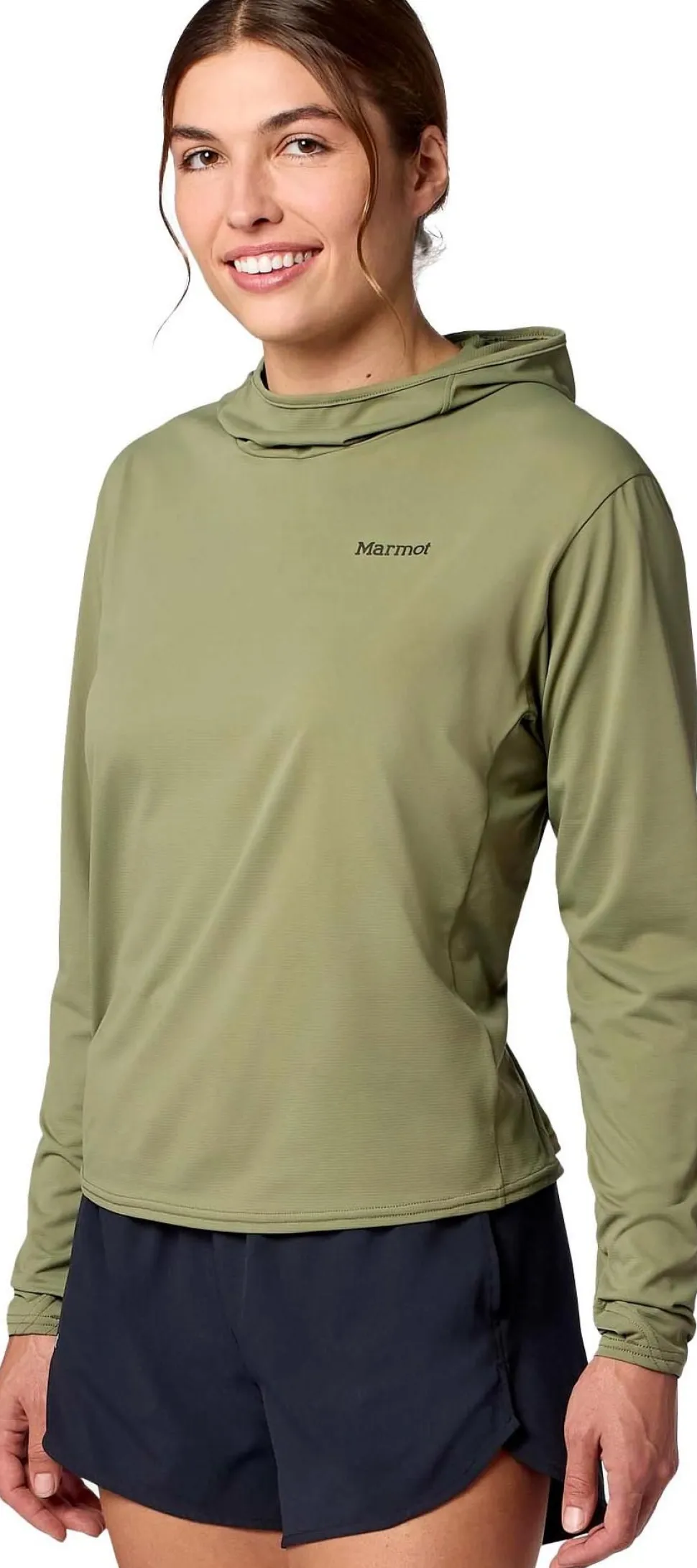 Marmot Women's Airexchange Upf 50 Hoody Olive Grove