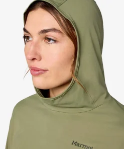 Marmot Women's Airexchange Upf 50 Hoody Olive Grove