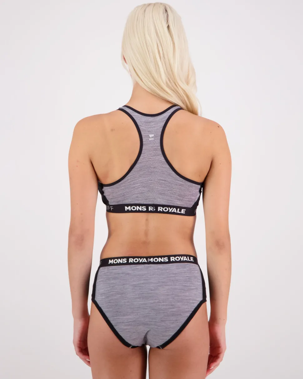 Mons Royale Sierra Sports Bra Grey Heather / Black