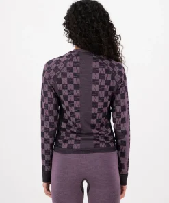 Mons Royale Women's Ascender Merino Seamless Long Sleeve Mauve/Black