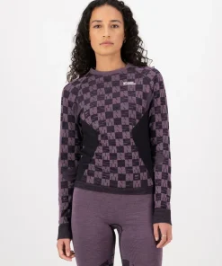 Mons Royale Women's Ascender Merino Seamless Long Sleeve Mauve/Black