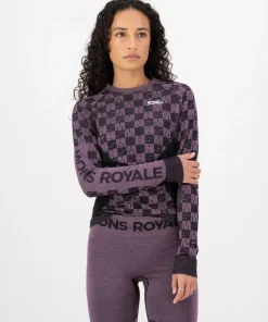 Mons Royale Women's Ascender Merino Seamless Long Sleeve Mauve/Black