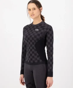 Mons Royale Women's Ascender Merino Seamless Long Sleeve Forged Iron/Black