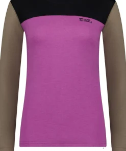Mons Royale Women's Yotei Merino Long Sleeve Purple Bolt/Walnut/Black