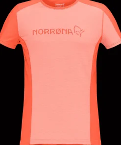 Norrøna Women's Falketind Equaliser Merino T-Shirt Peach Amber/Orange Alert