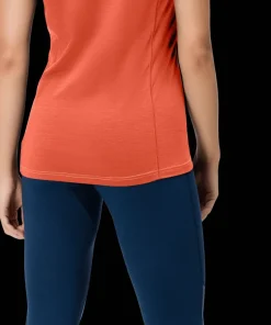 Norrøna Women's Falketind Equaliser Merino T-Shirt Peach Amber/Orange Alert