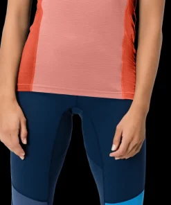 Norrøna Women's Falketind Equaliser Merino T-Shirt Peach Amber/Orange Alert