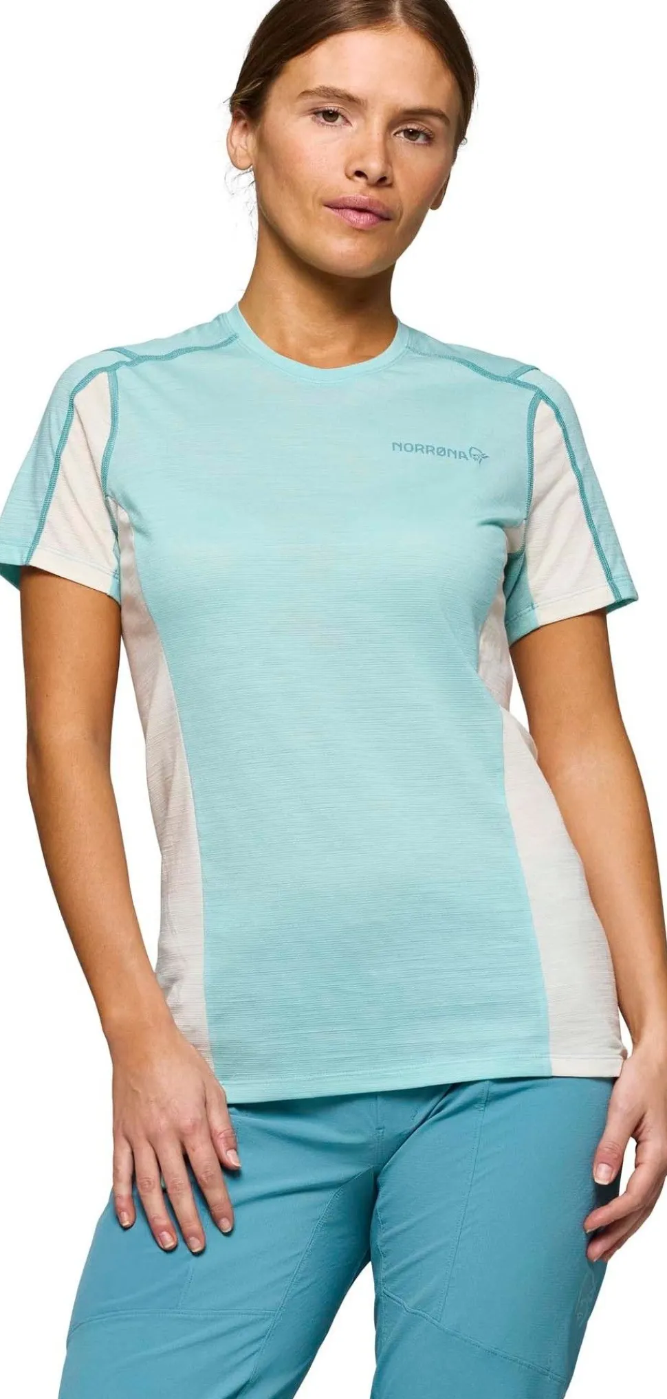 Norrøna Women's Falketind EqualiserUll T-shirt Aqua Haze/Whisper White