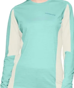 Norrøna Women's Falketind EqualiserUll Long Sleeve Aqua Haze/Whisper White