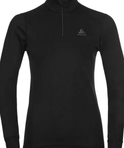 Odlo Women's Active Warm Eco Half-Zip Turtleneck Base Layer Top Black