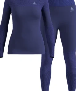 Odlo Women's Odlo Fundamentals Performance Warm Set Long Skipper Blue