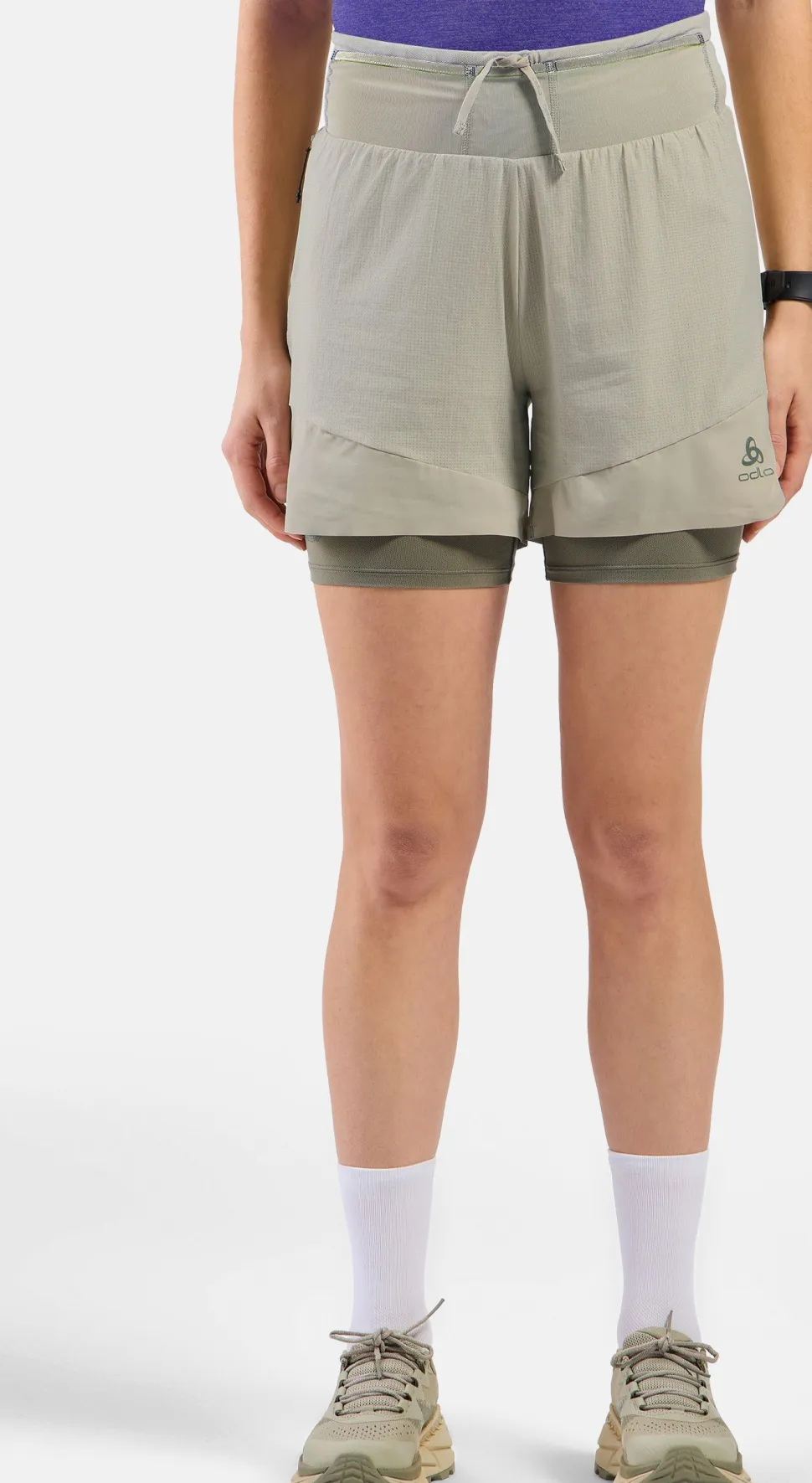 Odlo Women's Odlo X-Alp Trail 5 Inch 2-In-1 Short Agate Gray - Vetiver