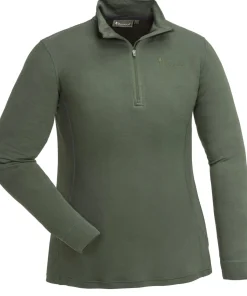 Pinewood Women's Abisko Merino Base Layer Half Zip Dark Moss Green