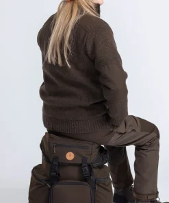 Pinewood Women's Hurricane Full Zip Sweater Dark Brown Mel