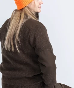 Pinewood Women's Hurricane Full Zip Sweater Dark Brown Mel