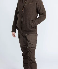 Pinewood Women's Hurricane Full Zip Sweater Dark Brown Mel