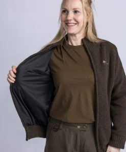 Pinewood Women's Hurricane Full Zip Sweater Dark Brown Mel