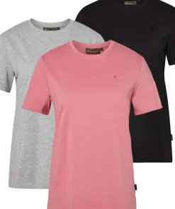 Pinewood Women's 3-Pack T-Shirt Greymel/Dark Pink/Black