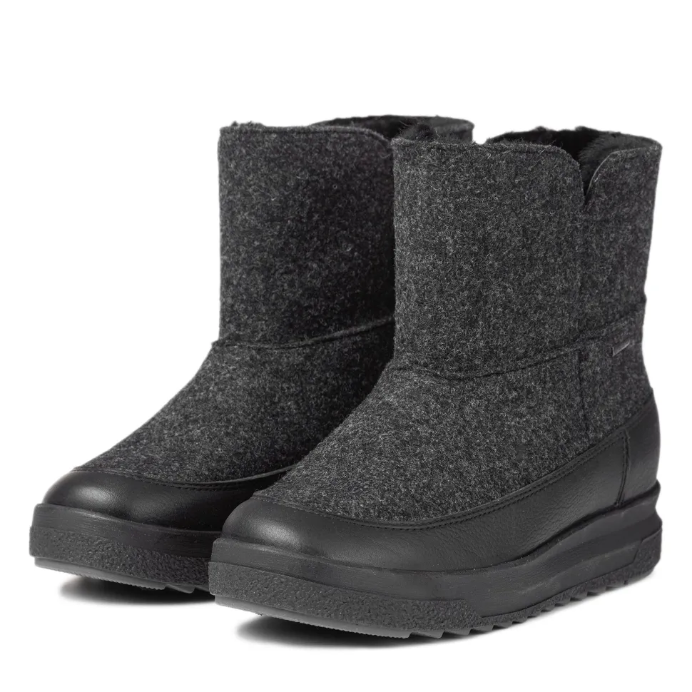 Pomar Women's Niva GORE-TEX Ankle Boot Granit Felt/vivian Black/fur