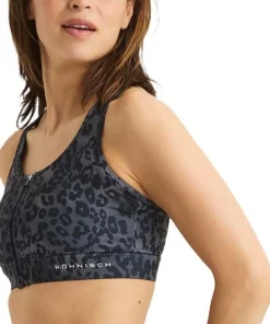 Röhnisch Women's Essential Zip Sportsbra Grey Leo Print