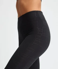 Röhnisch Women's Logo Effect High Waist Tights Black Logo Emboss