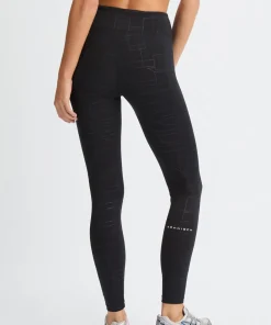 Röhnisch Women's Logo Effect High Waist Tights Black Logo Emboss
