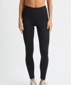 Röhnisch Women's Logo Effect High Waist Tights Black Logo Emboss