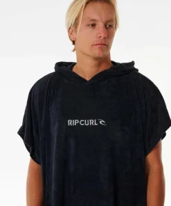 Rip Curl Brand Hooded Poncho Black/Grey