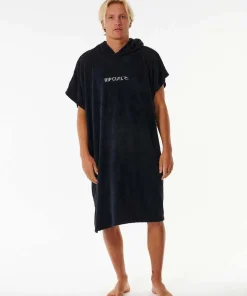 Rip Curl Brand Hooded Poncho Black/Grey