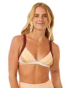 Rip Curl Women's Block Party Spliced Fixed Triangle Bikini Top Bone