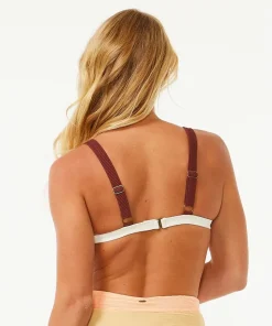 Rip Curl Women's Block Party Spliced Fixed Triangle Bikini Top Bone