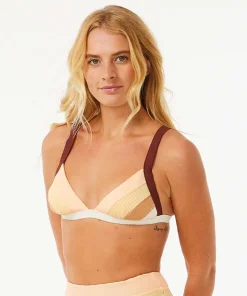 Rip Curl Women's Block Party Spliced Fixed Triangle Bikini Top Bone