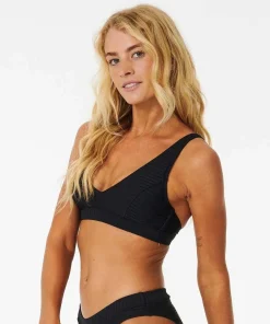Rip Curl Women's Premium Surf D Cup Deep V Bikini Top Black
