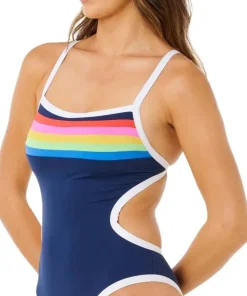Rip Curl Women's Surf Stripe Cheeky One Piece Dark Navy