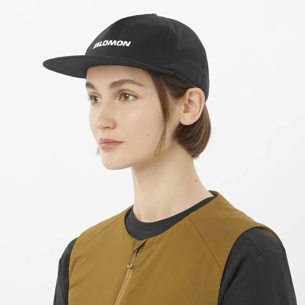 Salomon Logo Flat Cap Deep Black