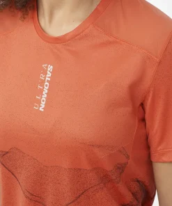 Salomon Women's S/LAB Ultra Tee Aop Burnt Sienna/decadent Chocolate/