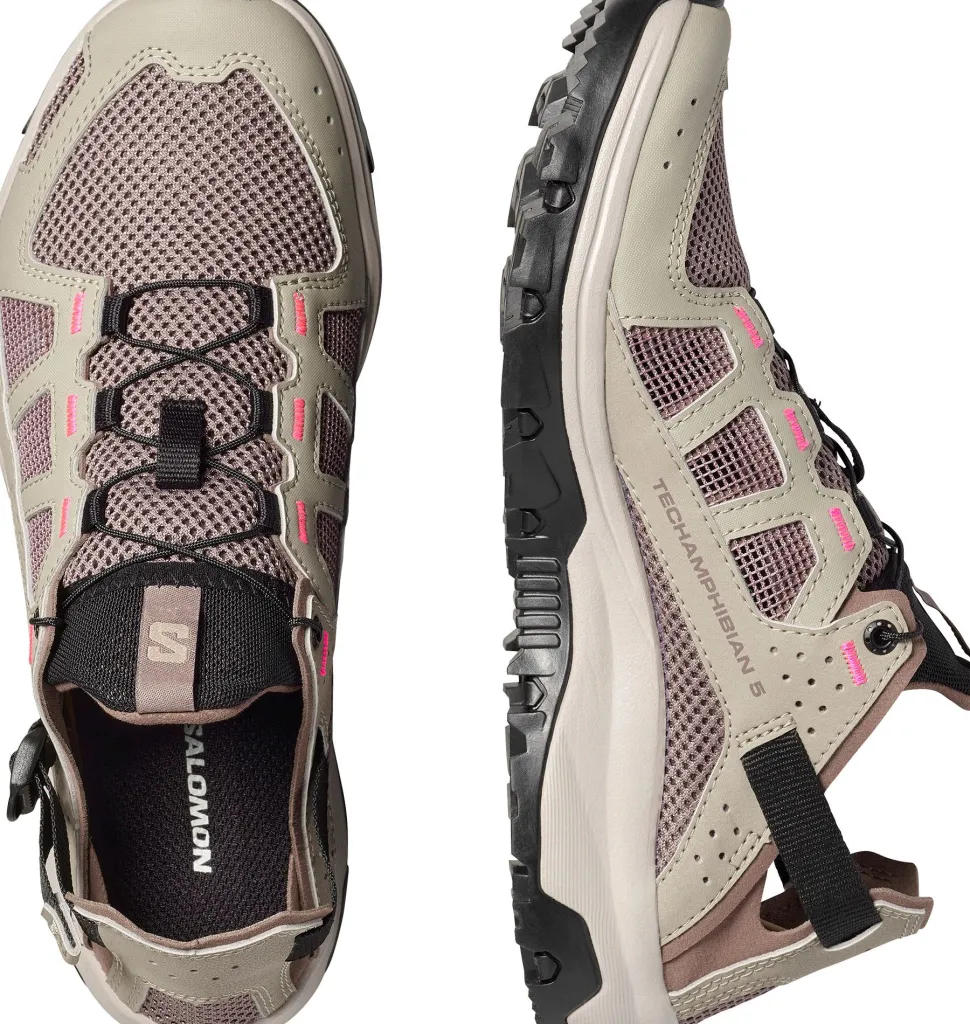 Salomon Women's Techamphibian 5 Silver Sage/Iron/Knockout Pink