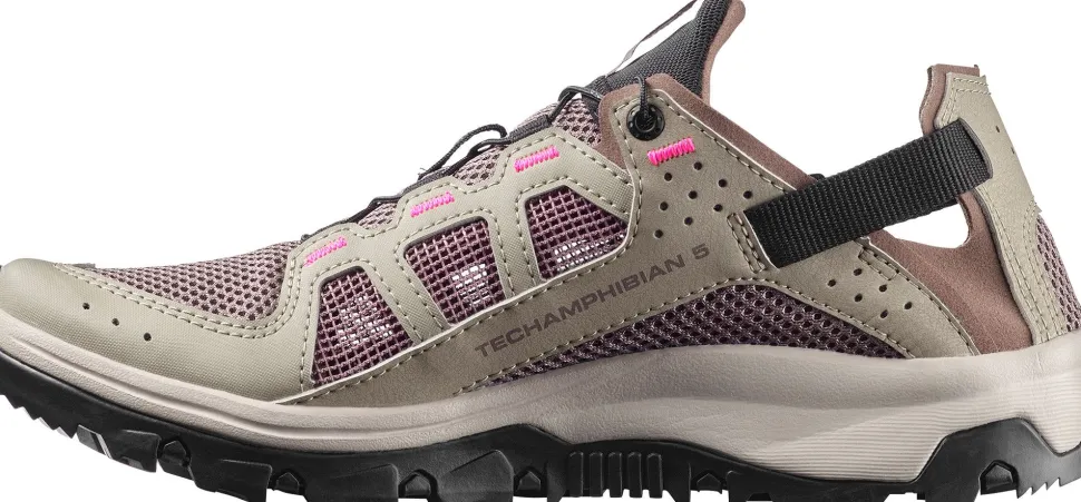Salomon Women's Techamphibian 5 Silver Sage/Iron/Knockout Pink