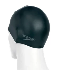 Speedo Plain Moulded Silicone Cap Blk Mop