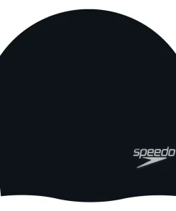 Speedo Plain Moulded Silicone Cap Blk Mop