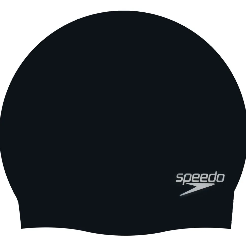 Speedo Plain Moulded Silicone Cap Blk Mop
