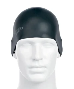 Speedo Plain Moulded Silicone Cap Blk Mop