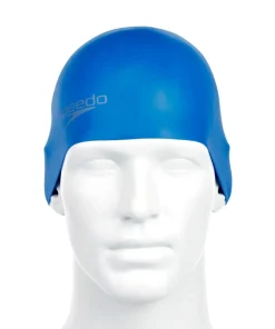 Speedo Plain Moulded Silicone Cap Blue Mop