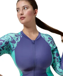 Speedo Women's Long Sleeve Swim Suit Blue