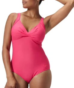 Speedo Womens Shaping Cross Knot 1 Piece Dark Pink