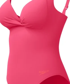Speedo Womens Shaping Cross Knot 1 Piece Dark Pink